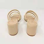 Schutz NEW  Olly Mid Block Nappa Leather Strappy Sandal Cream White 10.5 Photo 4