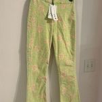 ZARA NWT  pink and green patterned pants size US 6 measurements added Photo 0