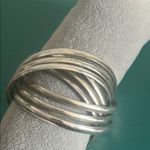Silver Tone Sculptural Intertwined 9 Bangle Bracelets Asymmetrical Design Photo 2