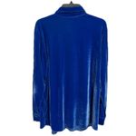 Soft Surroundings  Shirt 36031 royal blue velour button up L Photo 4