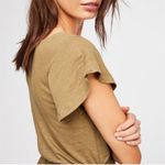 Free People Womens Romper Sm Moss Green Linen Blend Ballerina Tie Waist Beachy Photo 5