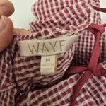 WAYF Gingham Check Seersucker Mini Dress red & white V-neck Lace up Ruffles Photo 2