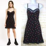 Victoria's Secret VTG  Slip Dress S Black Roses Ruffles Sexy Little Thing Y2K 90s Photo 1