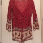 Red and White Patterned Romper Photo 3