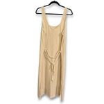 EUC VER Knit Maxi Dress Tank Style Beige Ribbed Drawstring Sides Slits XL Tan Photo 1