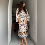 ZARA ITALIAN FABRIC Long Cardigan Kardigan Kimono Bunga Wanita M/L Photo 2