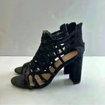 Material Girl ‎ Women’s Shoes Sandals Block Heels Suede Black Size 6 Photo 1
