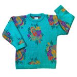 Vintage 1990s ESPRIT SPORT Chunky Oversized Floral Hawaiian Ukulele Sweater Photo 0