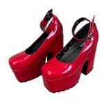Dolls Kill  Lamoda Those Days Power Trip Chunky Platform Heels Red Patent Leather Photo 2