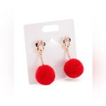 Disney  Official Minnie Mouse Red Pom Pom Dangle Earring,NWT Photo 1