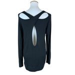Athleta  Black Open Back‎ Long Sleeve Top Women’s Small Petite Crisscross Cutout Photo 2