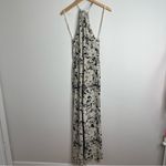 Anthropologie  Elevenses Jumpsuit 100% Silk Black and White Floral Wide Leg Small Photo 5
