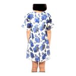 Anthropologie WHIT By  Blue And White Floral Print Silk Edie‎ Rose Dress Size L Photo 3