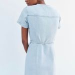 ZARA Dress Denim Jeans Light Blue Midi Maxi Waist Tie Wrap Lightweight Casual Photo 2