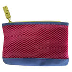 Ipsy Pink and Blue mesh Glam Bag with Yellow LOVE Zipper Pull Photo 0