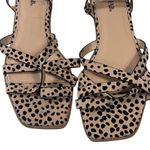 JustFab Wild & Free Sandals Womens 8.5 Brown Cheetah Print Strappy Toe Loop Chic Photo 2