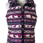 Lands' End Lands’ End New Vest Puffer Down Feather Filled Zip Purple Deer Print Size Small Photo 0