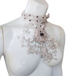 Handmade Silver Tone Wire Rose Quartz & Garnet Chip Sterling Silver Hook Choker Red Photo 1