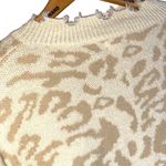 Main Strip  boho cream/tan cheetah print distressed chunky sweater Photo 4