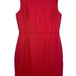 Banana Republic Wool Blend Red Pink Herringbone Sheath Dress Size 10 Mod Retro Photo 0