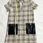 ZARA Office Siren Academia Plaid Boho Fringe Deadstock Gold Button Work Dress S Photo 11