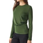 NWT OGL Light Warm Crewneck Tucked Top Navy Blue Moss Green Size XL Photo 2