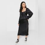 Top Shop Black Satiny Puffed Sleeve Blouse Size 10 Photo 4