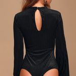 Lulus NWT  Always Alluring Striped Velvet Cutout Bustier Bodysuit- Size Small Photo 2