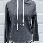 ZARA  pearl embellished pullover gray hoodie sweater jacket size small‎ Photo 0