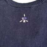 Northern Reflections Vintage Navy Embroidered Floral Knit Kitty Sweater Vest Lg Photo 5