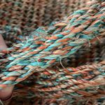 Orange, Tan & Aqua Woven Wicker Double Strap Shoulder Bag Open Top with Flap Multiple Photo 9