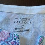 Talbots  Pink and Green pastel colors Floral Blouse Photo 3