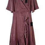 Lulus  Mauve Satin Flutter Sleeve Wrap Midi Dress Photo 0