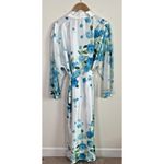 C&C California Vtg California Dynasty Womens Robe Sz L Satin Floral Long White‎ Blue Tie Photo 7