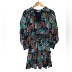 Love The Label Floral Puff Sleeve Mini Dress Tiered Ruffle Skirt Size XS Black Photo 1