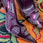 Vintage Y2K Liliana Pointed Toe Metallic Purple heels Size 6 Photo 4