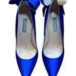 SJP Shoes Womens Size 36 Blue Satin Bow Stiletto Heels Pointed Toe Made in Italy Photo 0