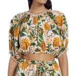 Farm Rio  Biriba Fruit Puff-Sleeve Crop Top in Off White, Size S​​ Photo 0