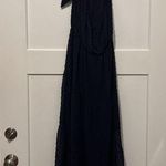 Pretty Garden Halter Backless Maxi Dress Women’s Size Medium Navy Blue Lined Dot Photo 6