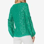 Lilly Pulitzer Cleme Long Sleeve Top Fiddle Leaf Green Mystical Viscose Metallic Photo 1