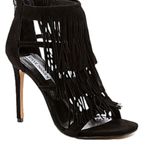 Steve Madden Fringly Black Suede Fringe Strappy Zip Stiletto Heel Photo 0