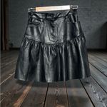 ZARA Women’s Black Faux Leather Ruffled Skirt In Size S Photo 1