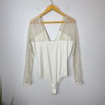 Heyson NEW w/ Tags Cream Ribbed Knit and Lace Deep V Photo 6