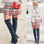 J. Crew Tartan Plaid City Mini Sidewalk Skirt Pull On, Sz 2 Red Photo 1