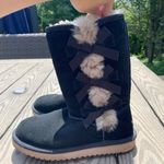 Koolaburra by Ugg  Size 6 Black tall bow tie faux fur boots winter comfy Photo 1