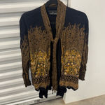 VintagCarole Little Cardigan Jacket Size Med to Laege Black and Gold with Beads Photo 0