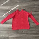 Torrid  Sweater Size 1X Red Lace-Up Cold Shoulder Ribbed V-Neck Pullover Photo 3