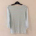 J. Crew Factory White &‎ Turquoise Stripe Long Sleeve Boatneck Tee Blue Size XXS Photo 4