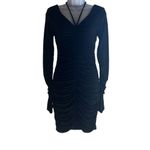 ALC Frank A.L.C. Black Ruched Bodycon Mini Dress Long Sleeve Halter Neck Medium $495 NWT Photo 1