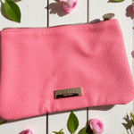 ESCADA Pink Gold Zip Travel Makeup Pouch Bag NEW NWOT Photo 0